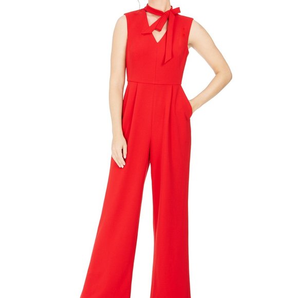 Halter Tie Neck JumpsuitRED Sz 10 or 14.NWT. NEW